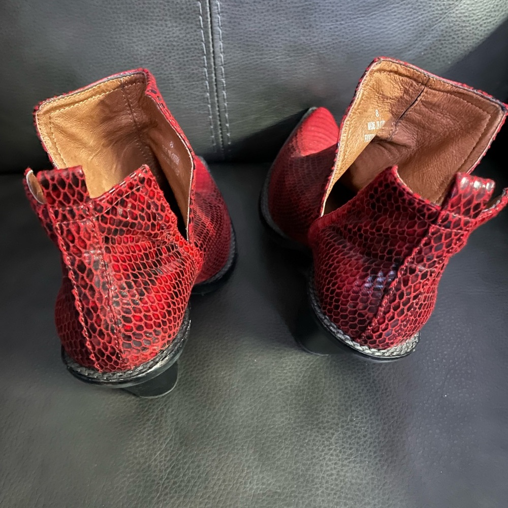 Free People x Jeffrey Campbell Red Snakeskin Booties - Picture 2 of 9